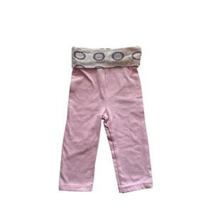 Yoga Sprout pink fold down pants knit stretchy cotton casual straight 3-6mo